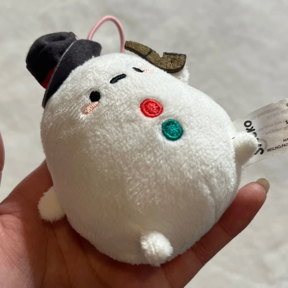 Smoko White snowman with smokeePlush Keychain with Hat - Picture 5 of 9